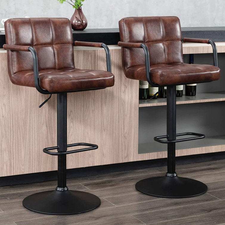 Leather swivel counter 2025 stools with backs